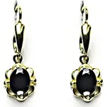 Zlaté náušnice, přírodní černý spinel, žluté zlato, NK 1140/20
