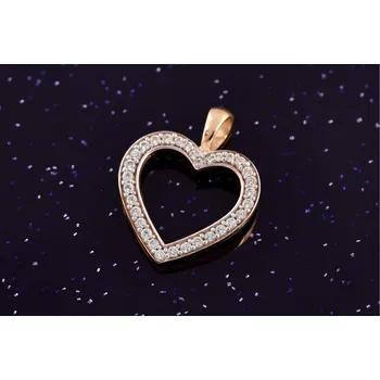 Přívěsek Zlatý přívěsek srdce se zirkony P049, Au585/1000 14kt, 1,50g (14kt,váha 1,50g)