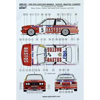 autíčko 1/24 BMW M3 - 1992 SPA 24hrs Winner (decals)