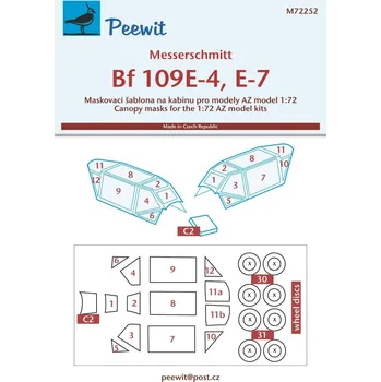 Plastikový model 1/72 Canopy mask Messerschmitt Bf 109E-4,E-7 (AZ)
