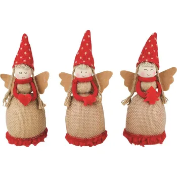 Anděl Přerov Anděl jutový s červeným lemem 12 cm na postavení