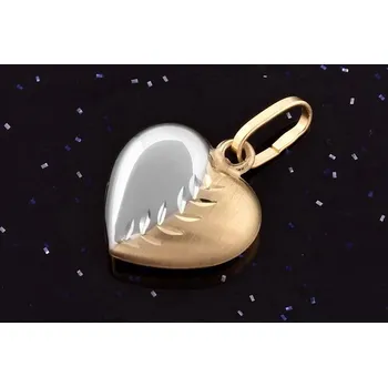 Přívěsek Zlatý přívěsek srdce 2 barvy P101, Au 585/1000 14kt,0,85g (14kt,0,85g)