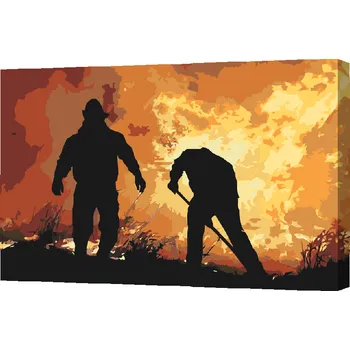 Malování podle čísel - Hasiči v akci Velikost: 40x60cm, Rámování: Pouze srolované plátno