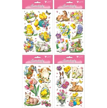 Velikonoční dekorace Anděl Přerov Samolepky velikonoční 22x13 cm vrstvené s glitry