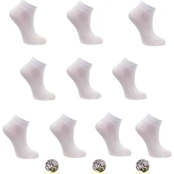 Dámské oblečení PeSaiL Dámské bavlněné kotníčkové bílé ponožky - KD:111 (10 párů v balení ) Barva: Bílá, Velikost: 37-42