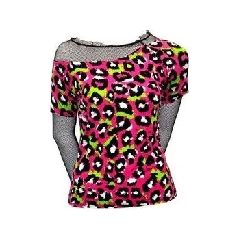 Punkový top dámský se síťovinou růžovo-zelený