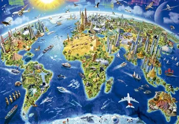 Puzzle Educa Mapa se světovými památkami 2000 dílků