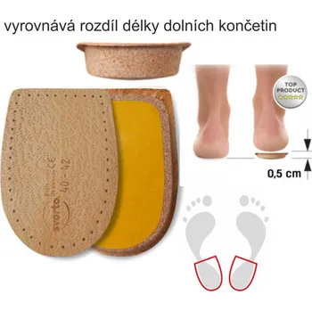 Vložka do bot SVORTO Podpatěnka korekční 0,5cm 017 vel.33-46, --- - 37-39