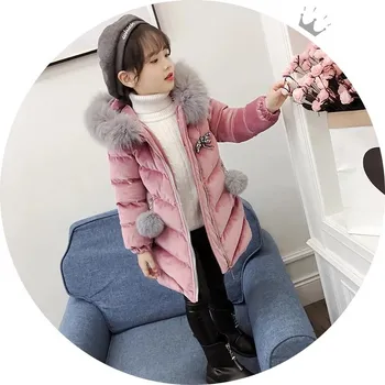 Dívčí bunda Dívčí zimní kabát s kožešinkou a bambulkami Věk: 11T, Motiv: 2 růžová