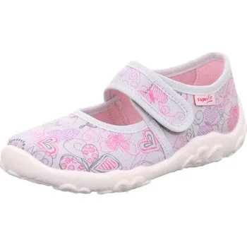 Dívčí bačkory šedé textilní bačkorky Superfit s motýlky