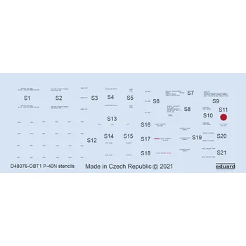 Plastikový model Eduard 1/48 P-40N stencils (HASEGAWA)