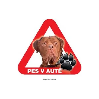 Značení Grel nálepka na plech pozor pes v autě bordeauxská doga