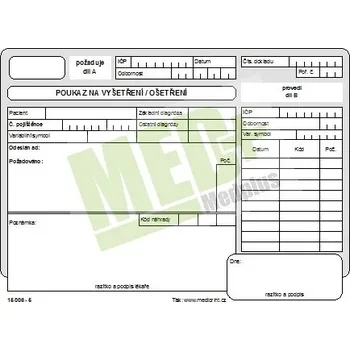 Poukaz na vyšetření – ošetření A5 nelep. 80, 100 ks v balení