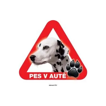 Značení Grel nálepka na plech pozor pes v autě dalmatin
