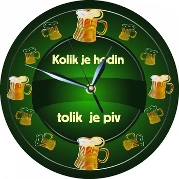 Hodiny Bohemia Gifts Dřevěné hodiny 24 cm kolik hodin tolik piv