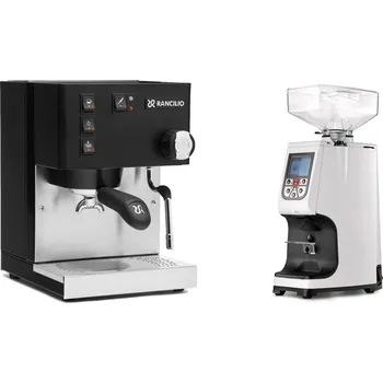 Kávovar Rancilio Silvia BC, black + Eureka Atom 60, white