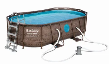 Bazén Bestway Power Steel Rattan Swim Vista 56714 4,24 x 2,5 x 1 m + kartušová filtrace, schůdky, plachta
