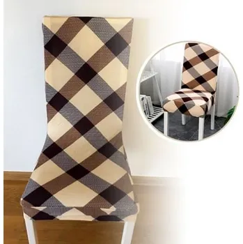 Elastický potah na židli - hnědý se vzorem