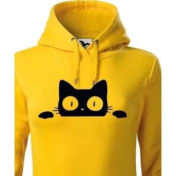 Dámská mikina Dámská mikina s vykukující kočkou, Barva Žlutá, Velikost L, Canvas Dámská mikina Bezvatriko.cz 0370