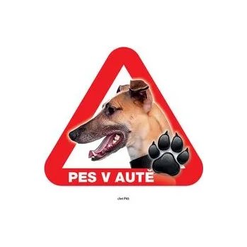 Značení Grel nálepka na sklo pozor pes v autě chrt