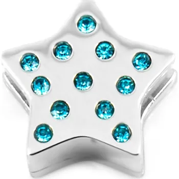Přívěsek BRUNOshop.cz Přívěsek na plochý náramek HVĚZDA s kamínky MODRÝ