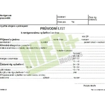 Průvodní list k RTG vyšetření, 100 ks v balení