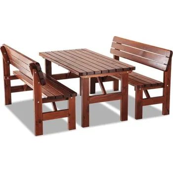 Zahradní sestava Krajča Dřevěná zahradní sestava Malorka (3 díly) 150cm Povrchová úprava dřeva: Bez nátěru, Materiál: Borovice