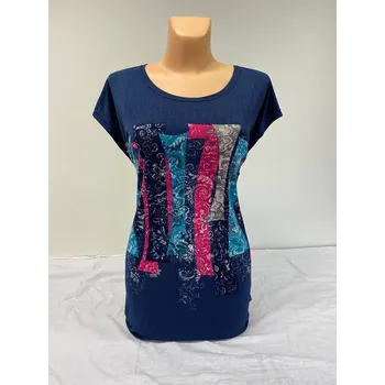 Dámská halenka Halenka se spadlým rukávem PUFA, Barva Modrá, Velikost XL 44, Materiál 98% Polyester 2% Lycra