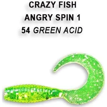 Umělá nástraha Gumová nástraha Crazy Fish Angry spin 4,5cm 54 Green acid (9ks)