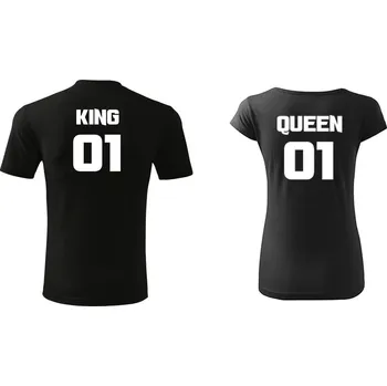 Dámské tričko trend-design.cz Trička pro páry King a Queen potisk na zádech (černá) Dámská velikost: 3XL, Pánská velikost: 2XL