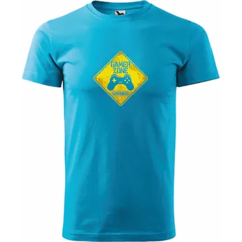 Pánské oblečení ON-DESIGN Tričko pánské/dětské GAMER ZONE Velikost: L, Barva: tyrkysová