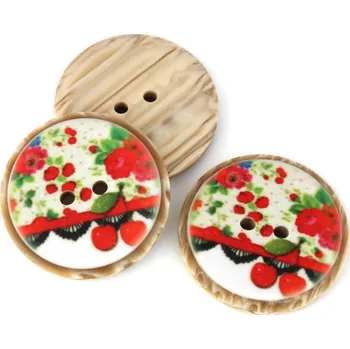 Knoflík Knoflík dvoudírkový - třešně- 25,4mm