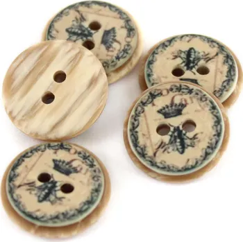 Knoflík Knoflík dvoudírkový - včela - 15,24mm