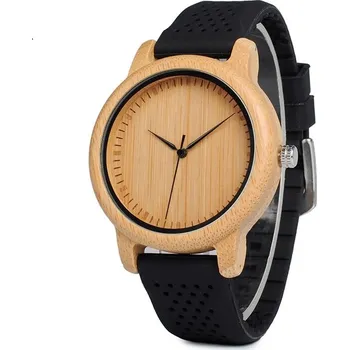 Hodinky Dřevěné hodinky dámské Black – luxusní dámské hodinky s černým silikonovým páskem