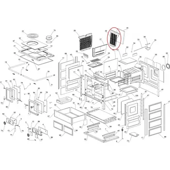 Sporák na tuhá paliva La nordica - díl 29 - Zadní litinová vyzdívka topeniště - pro sporák ROSA