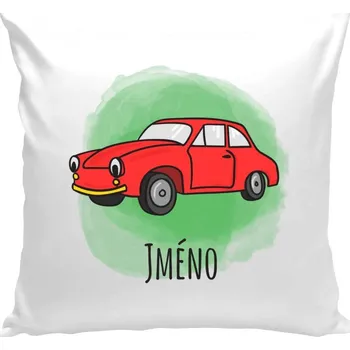 Polštář Polštář bílý 40x40 cm Autíčko