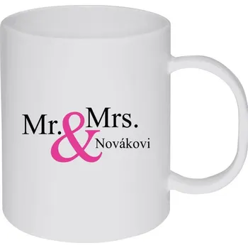 Hrnek 330 ml - plastový Mr. & Mrs. s vlastním příjmením