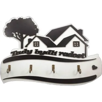 Věšák Věšák na klíče "Tady bydlí radost" bílý