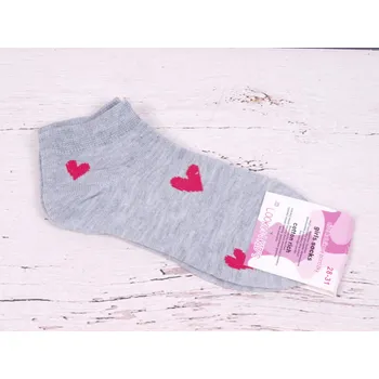 UK LOOKeN Ponožky nízké kotníkové šedé se srdíčky velikosti ponožek: 17,5-18 ( EUR vel. 26-27)