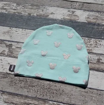Kojenecká čepice Yháček Rostoucí čepička Yháček, stříbrné hlavy na mentolu Velikost:: S