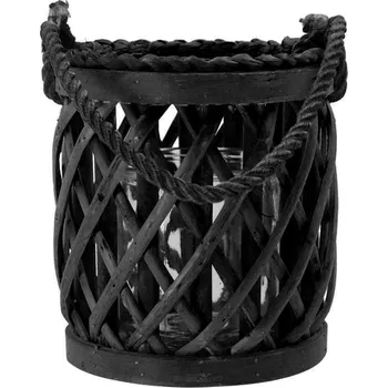 Svícen Černá ratanová lucerna Diamond - Ø15*17cm
