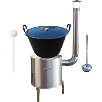 Outdoor vaření Zabijačkový smaltovaný kotel 60 L + nerezová kotlina 53 cm