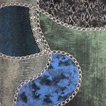 Svetrovina N5390, zeleno-modrý vzor, š.145