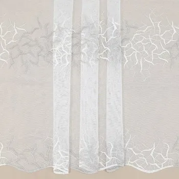 Záclona bílá, béžovo-šampáň vyšívaná bordura, v.145cm