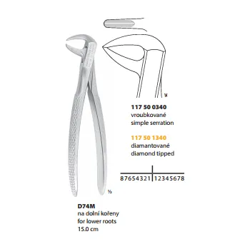 Kleště Medin Kleště extrakční D74M na dolní kořeny 15.0cm DIAMANT