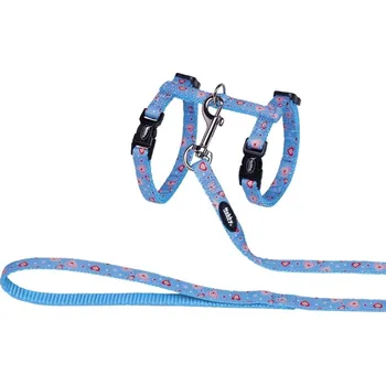 Postroj pro psa Nobby Heart Light Blue postroj s vodítkem pro kočky modrý