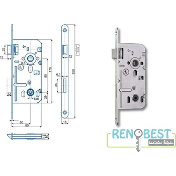 zadlabací zámek HOBES Zámek zadlabací K 352 C, rozteč 90 mm, zádlab 80 mm Varianty: K 352 C