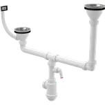 ALCADRAIN Sifon pro dvoudřez s nerezovými mřížkami DN115 dvouúrovňový s přepadem a přípojkou