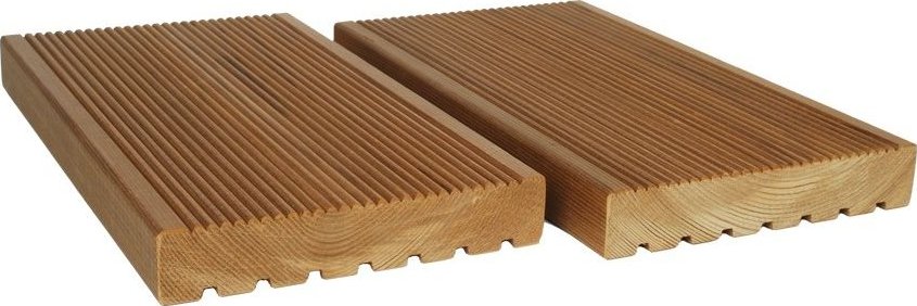 Terasové prkno dřevěné AntiSlip 26x140, zadní strana rýhovaná, ThermoWood - 4,2 m (0,61 m²)