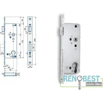 Stavební výplň HOBES Zámek zadlabací K 450, zádlab 62 mm Varianty: K 450